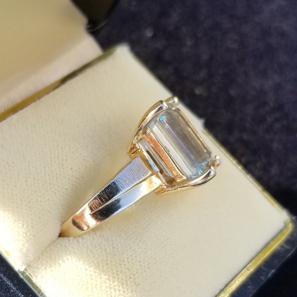14k GOLD Large 5.5 ct Natural Aquamarine Ring 💎 - Picture 6 of 7